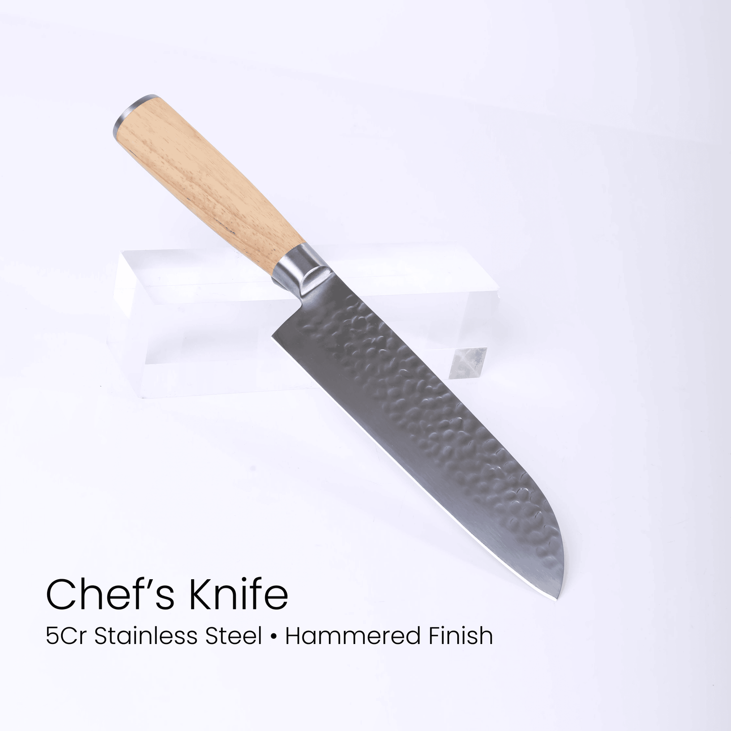 6-Piece Kitchen Knife Set with Magnetic Rubberwood Block Stand