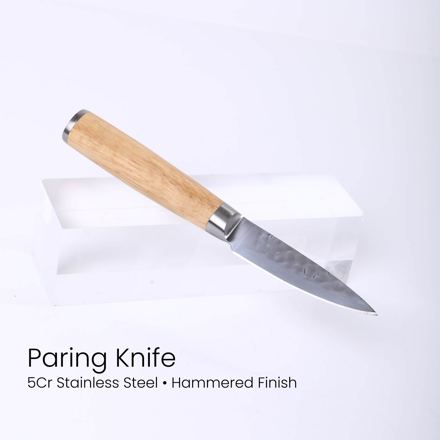 6-Piece Kitchen Knife Set with Magnetic Rubberwood Block Stand