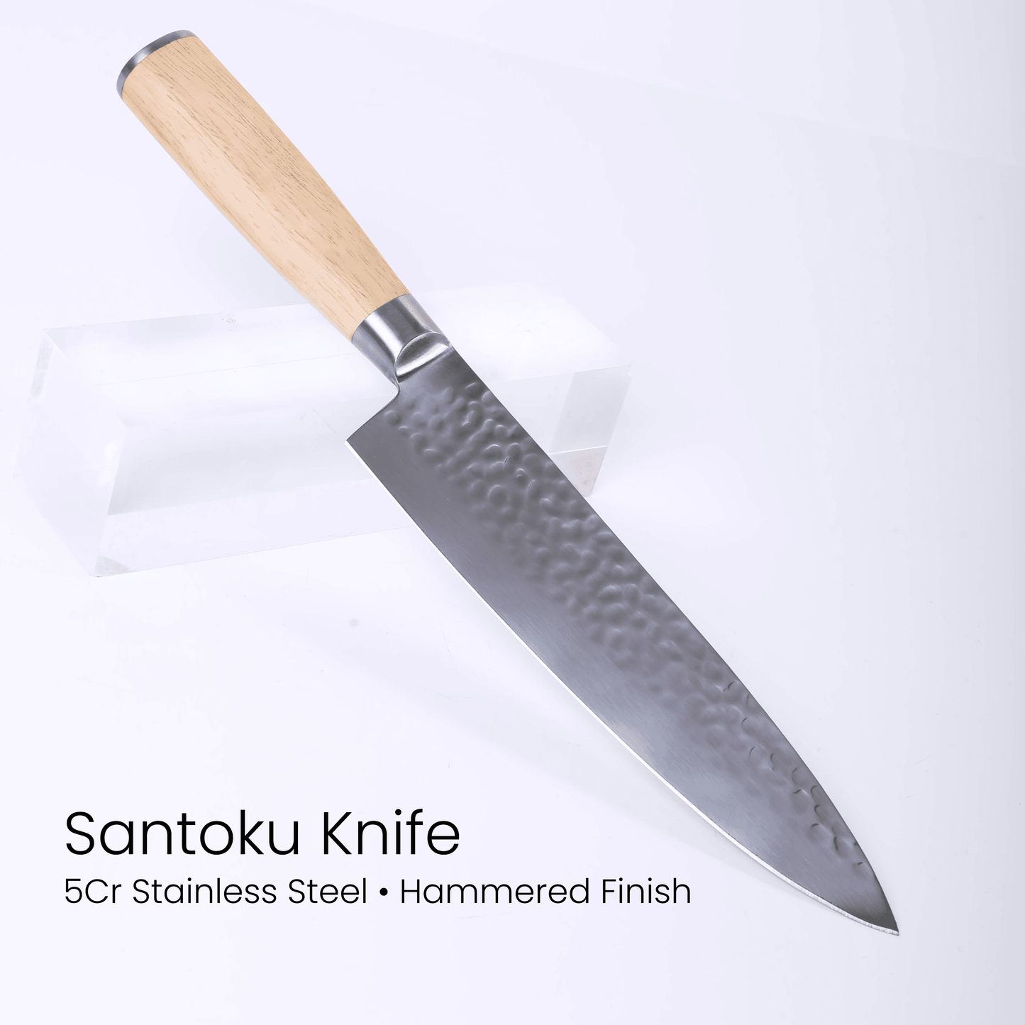 6-Piece Kitchen Knife Set with Magnetic Rubberwood Block Stand