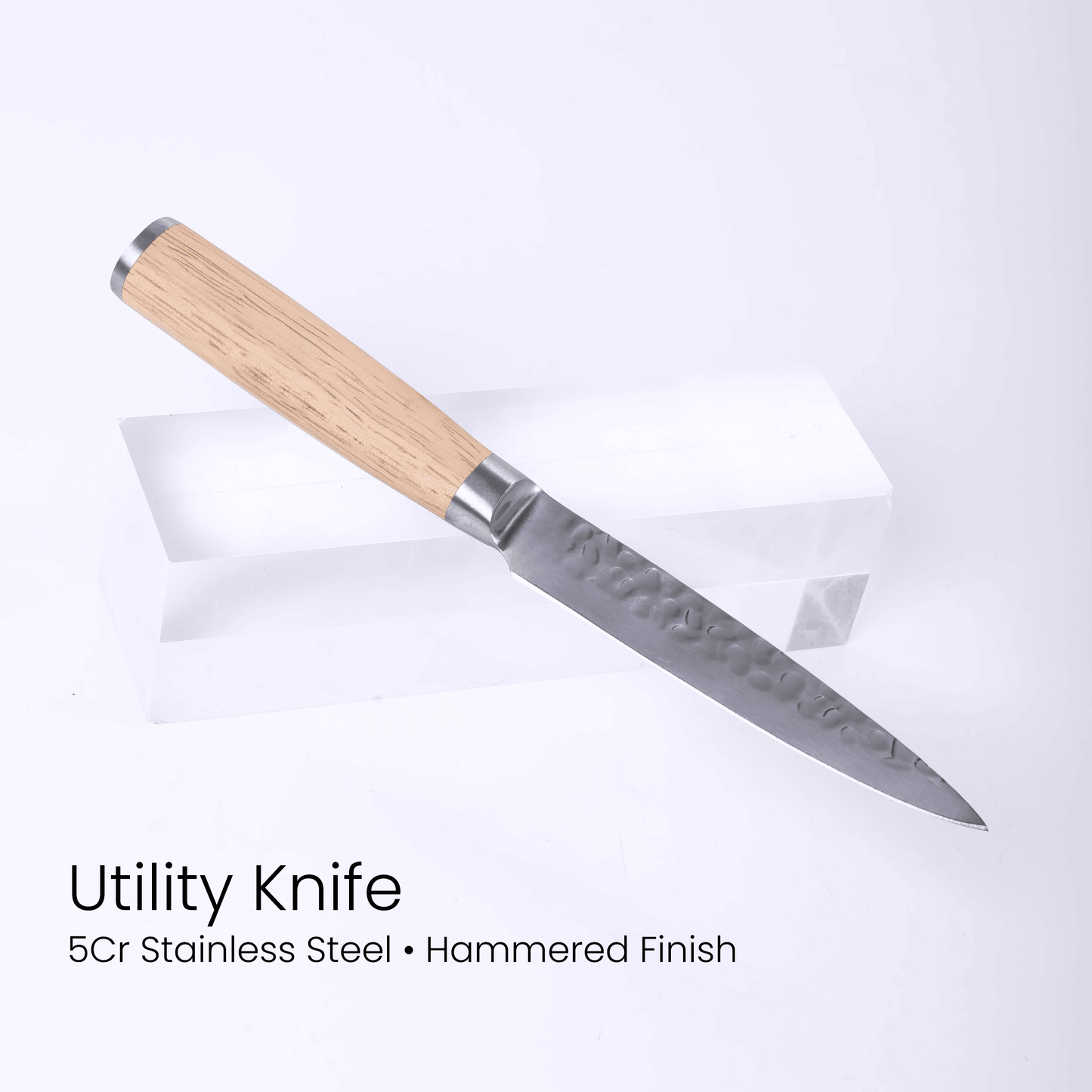 6-Piece Kitchen Knife Set with Magnetic Rubberwood Block Stand