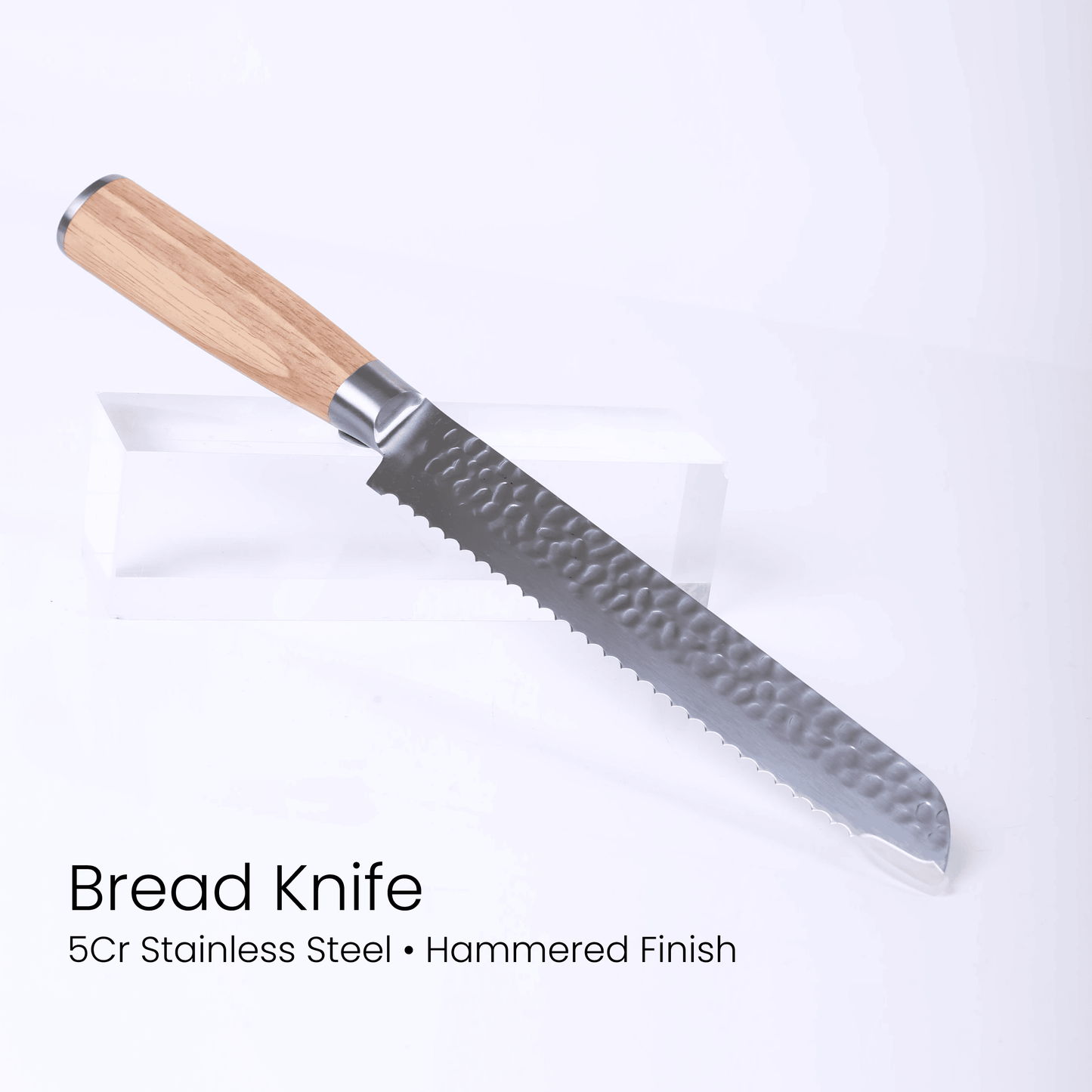 6-Piece Kitchen Knife Set with Magnetic Rubberwood Block Stand