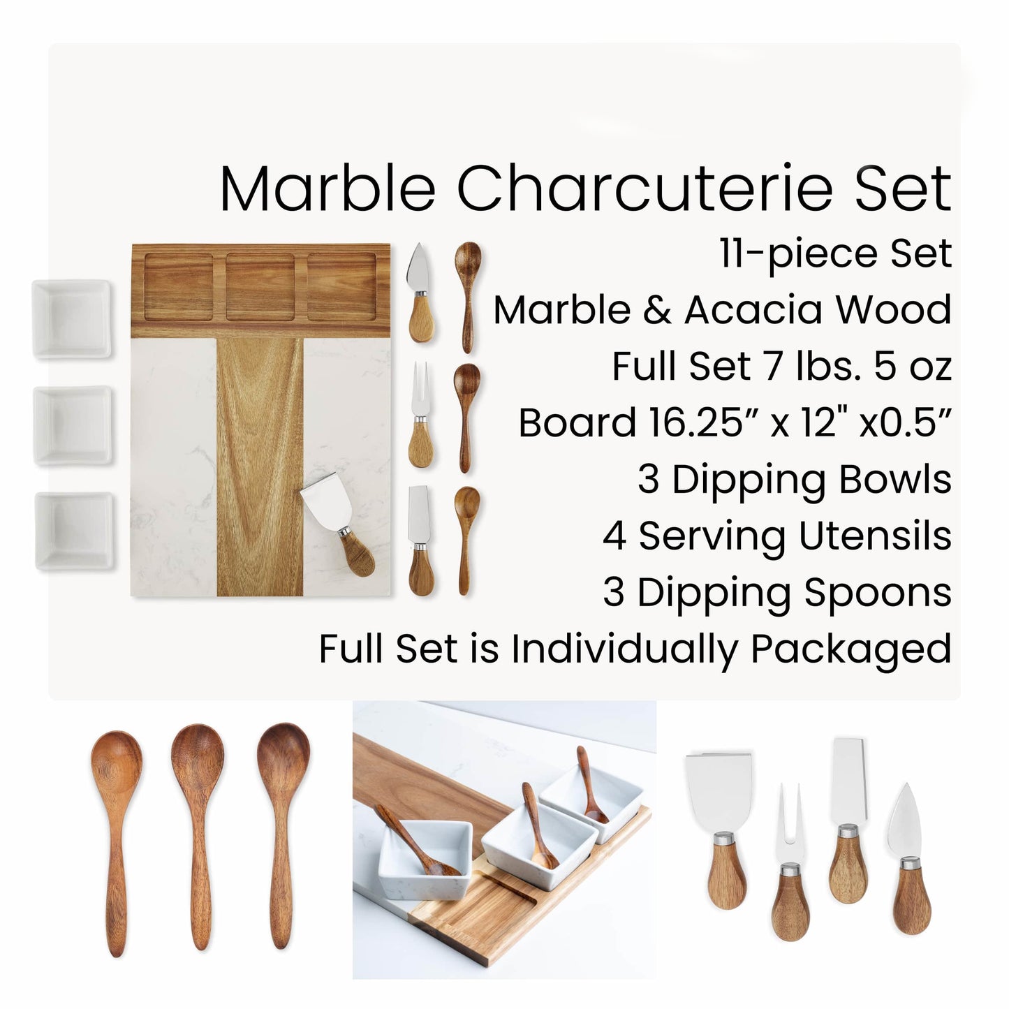 Marble Charcuterie Board Set
