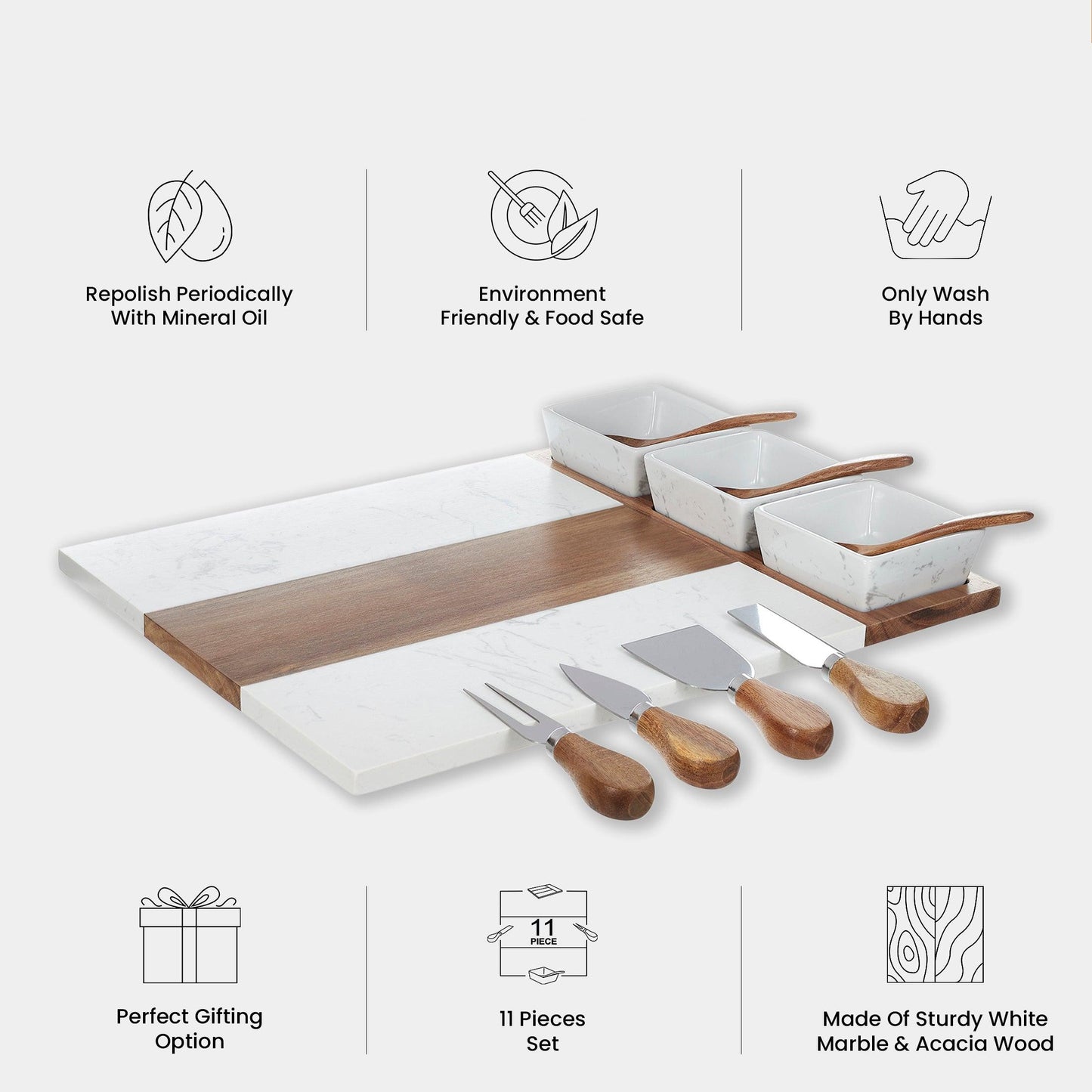 Marble Charcuterie Board Set