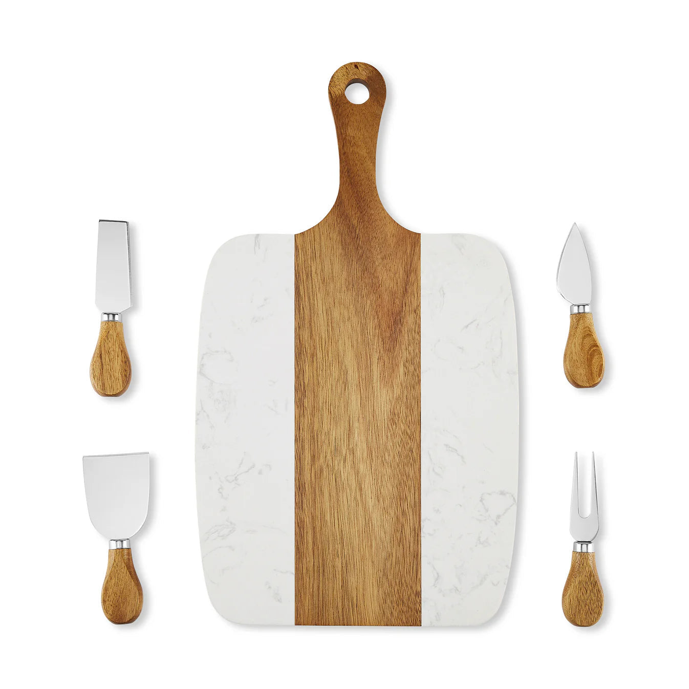 Marble Handle Serving Board with 4 Serving Tools