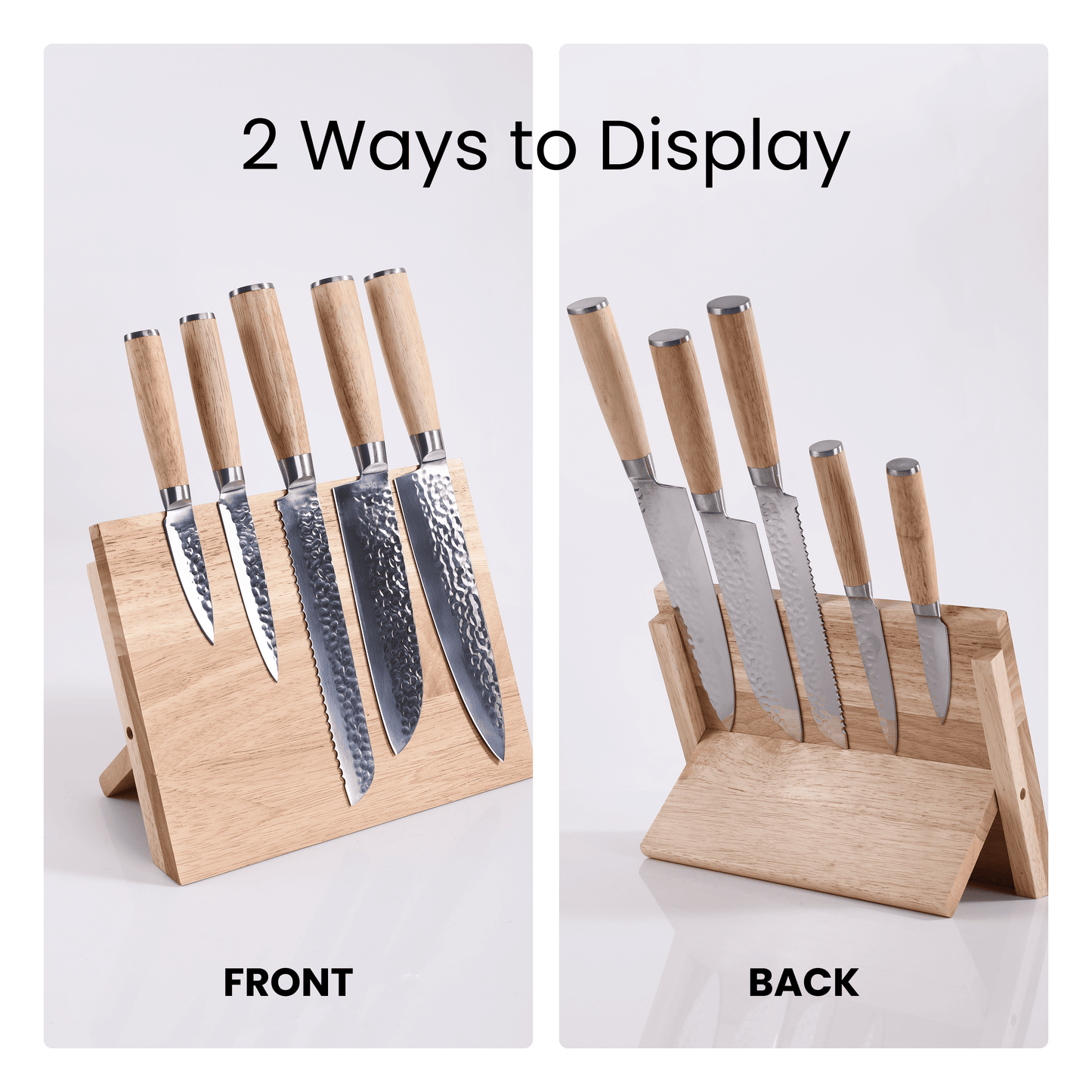 6-Piece Kitchen Knife Set with Magnetic Rubberwood Block Stand