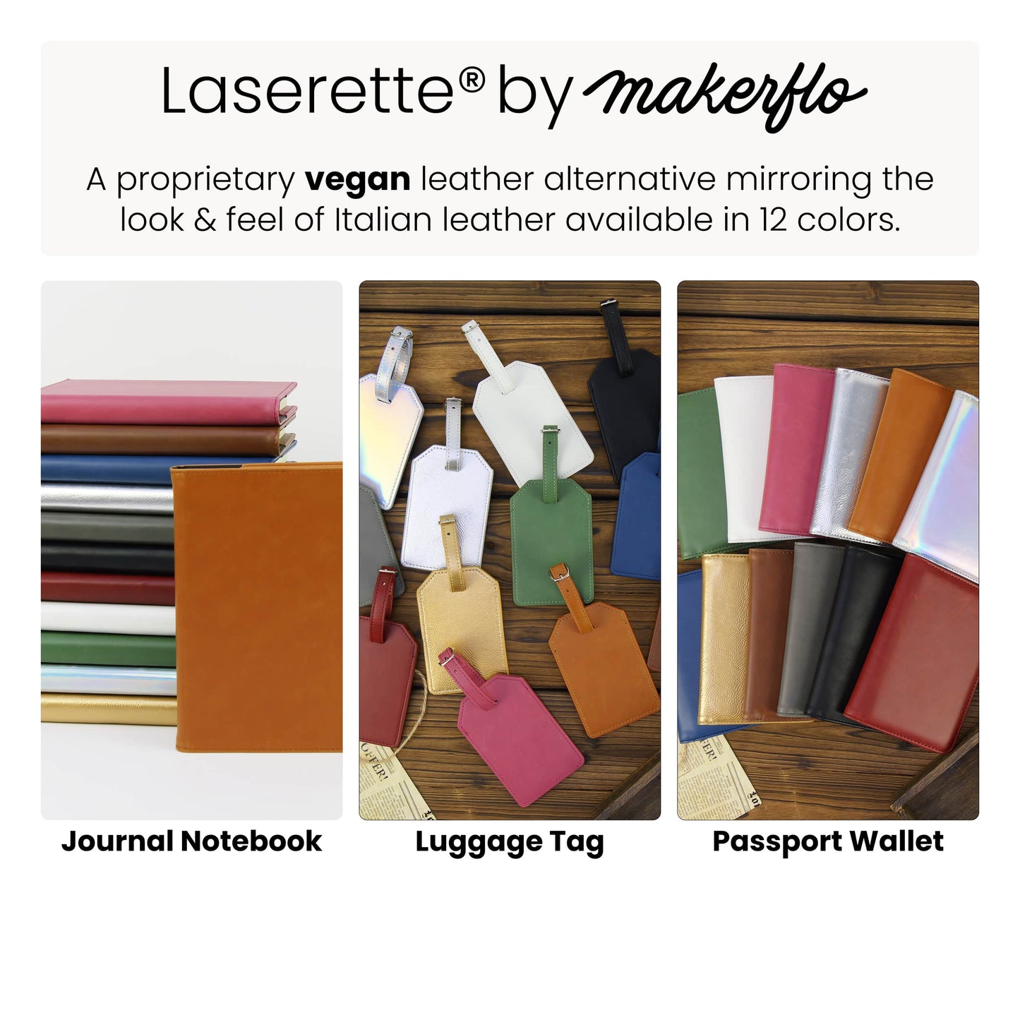 Laserette Leatherette Luggage Tag with Privacy Flap