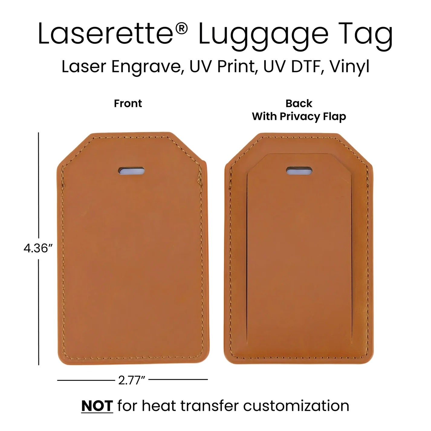 Laserette Leatherette Luggage Tag with Privacy Flap