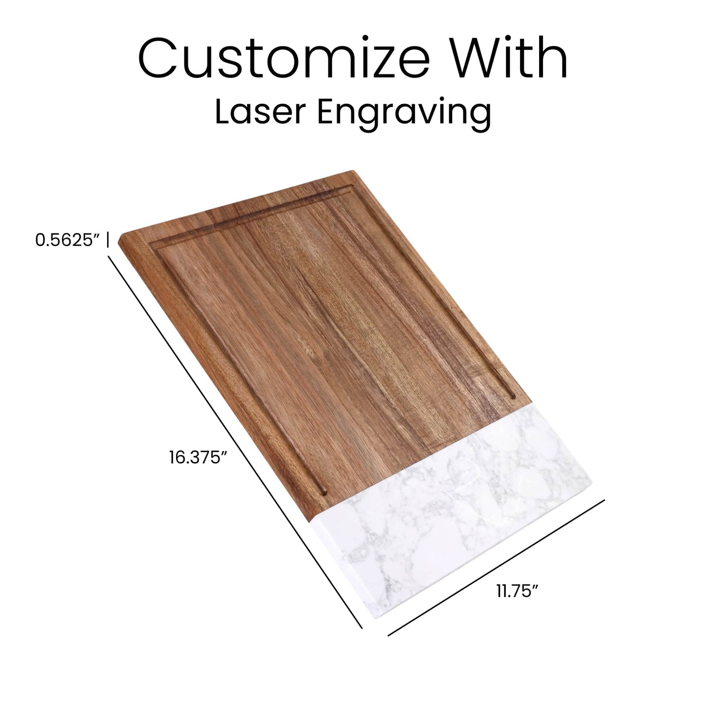 Marble & Acacia Wood Cutting Board with Juice Groove