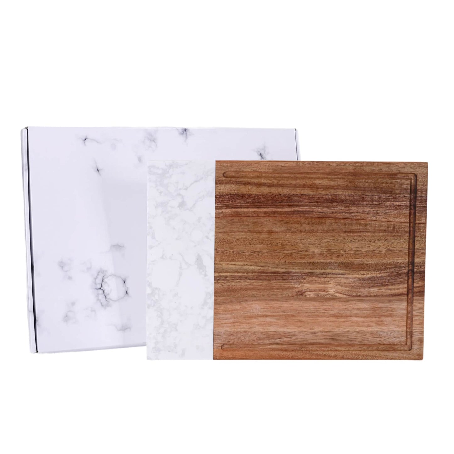 Marble & Acacia Wood Cutting Board with Juice Groove