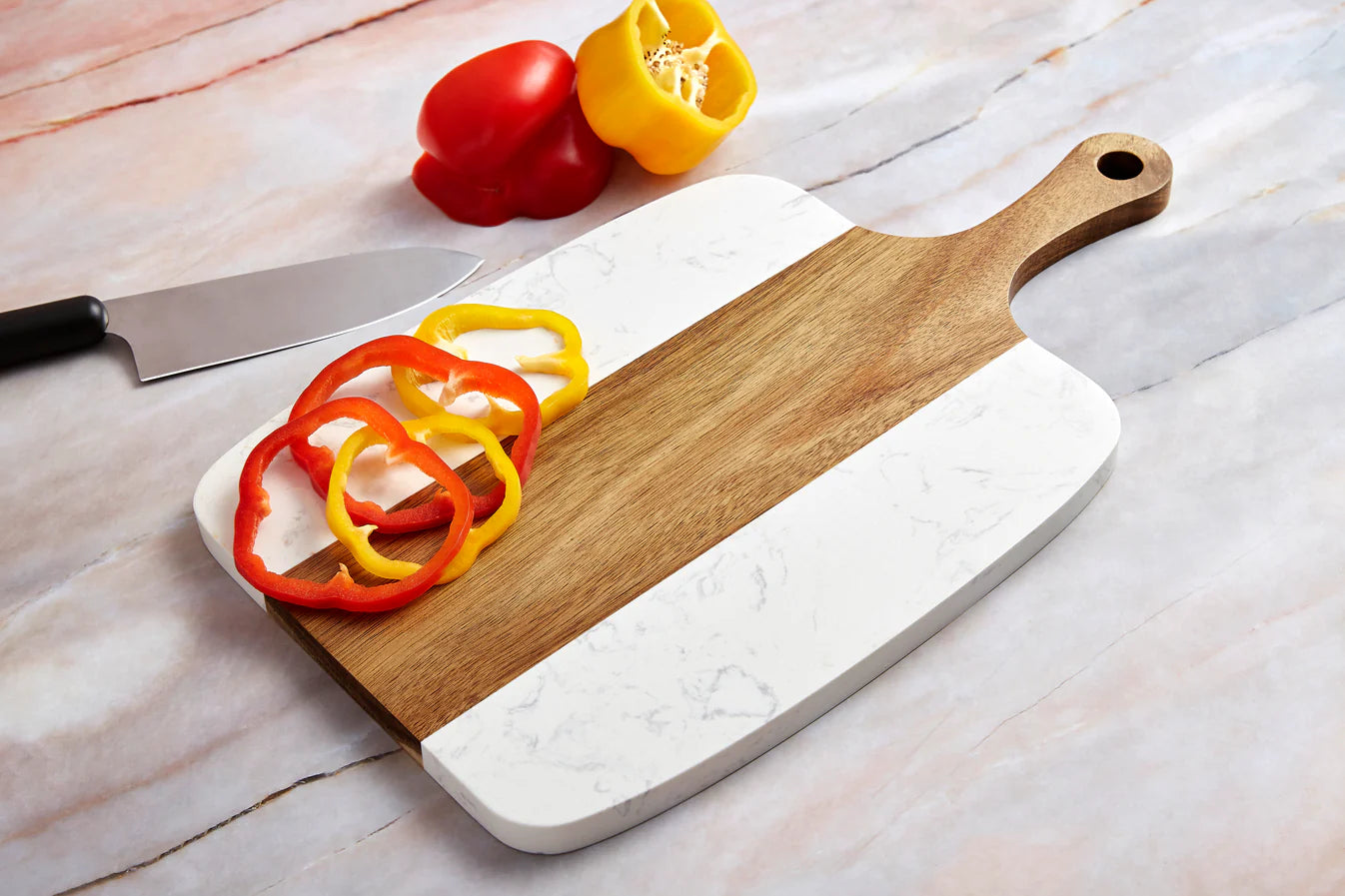 Marble Handle Serving Board with 4 Serving Tools
