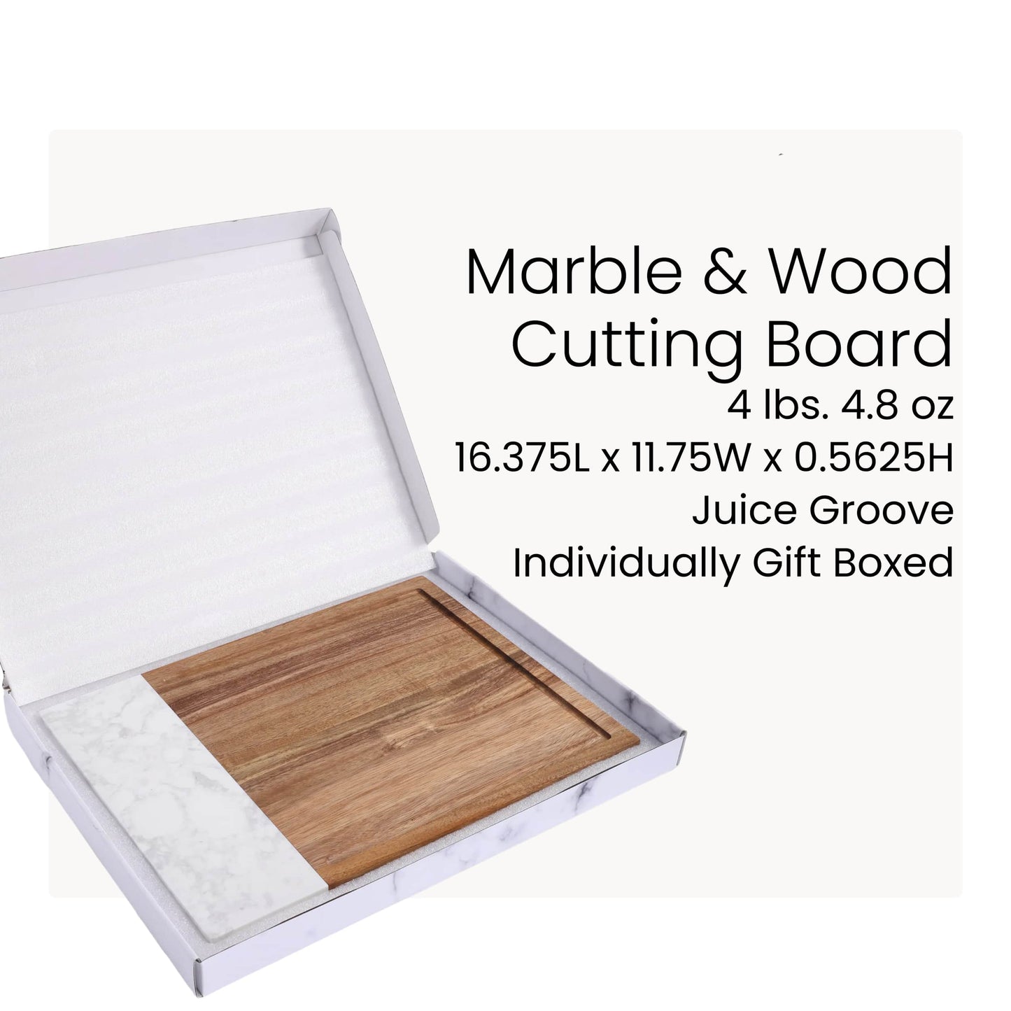 Marble & Acacia Wood Cutting Board with Juice Groove