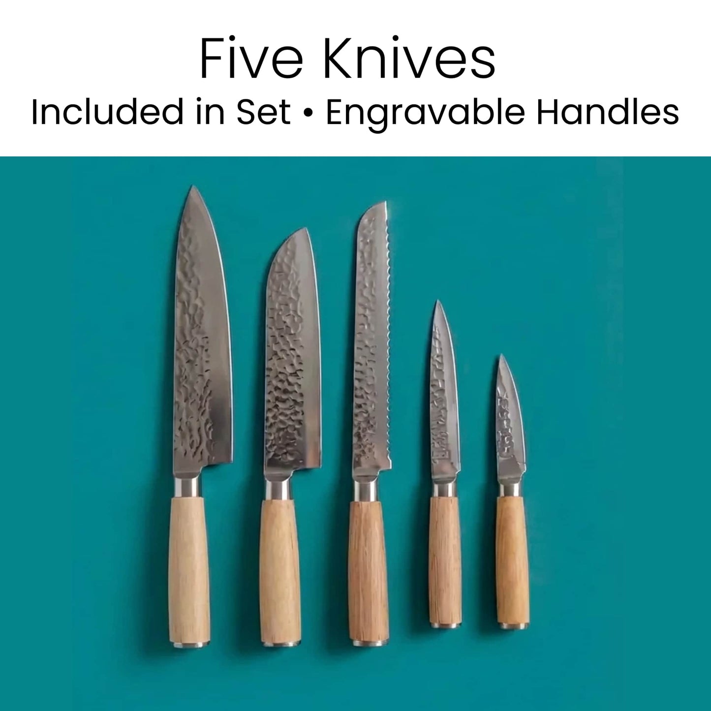 6-Piece Kitchen Knife Set with Magnetic Rubberwood Block Stand