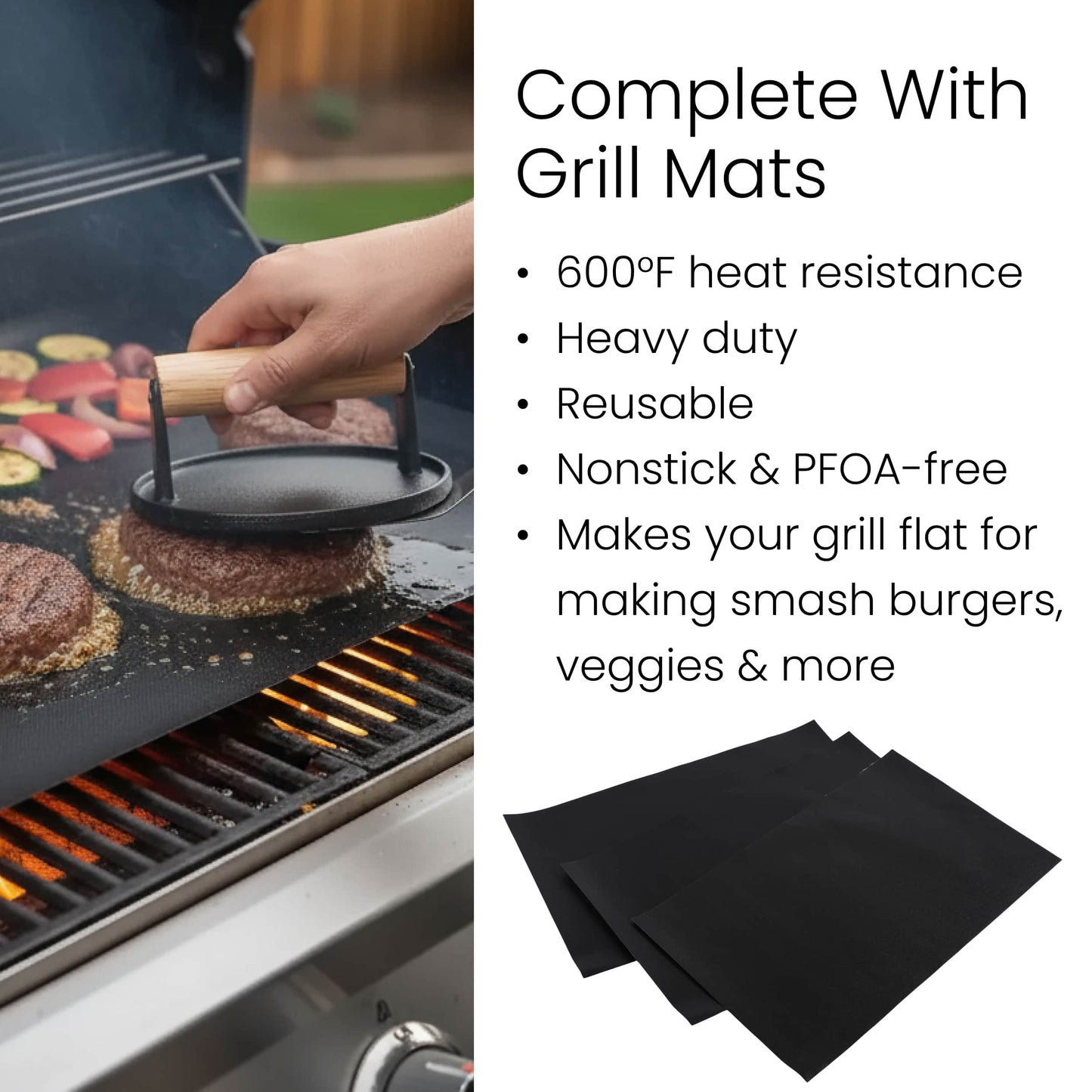 Smash Burger Set — 9-Piece Cast Iron & Rubberwood Kit