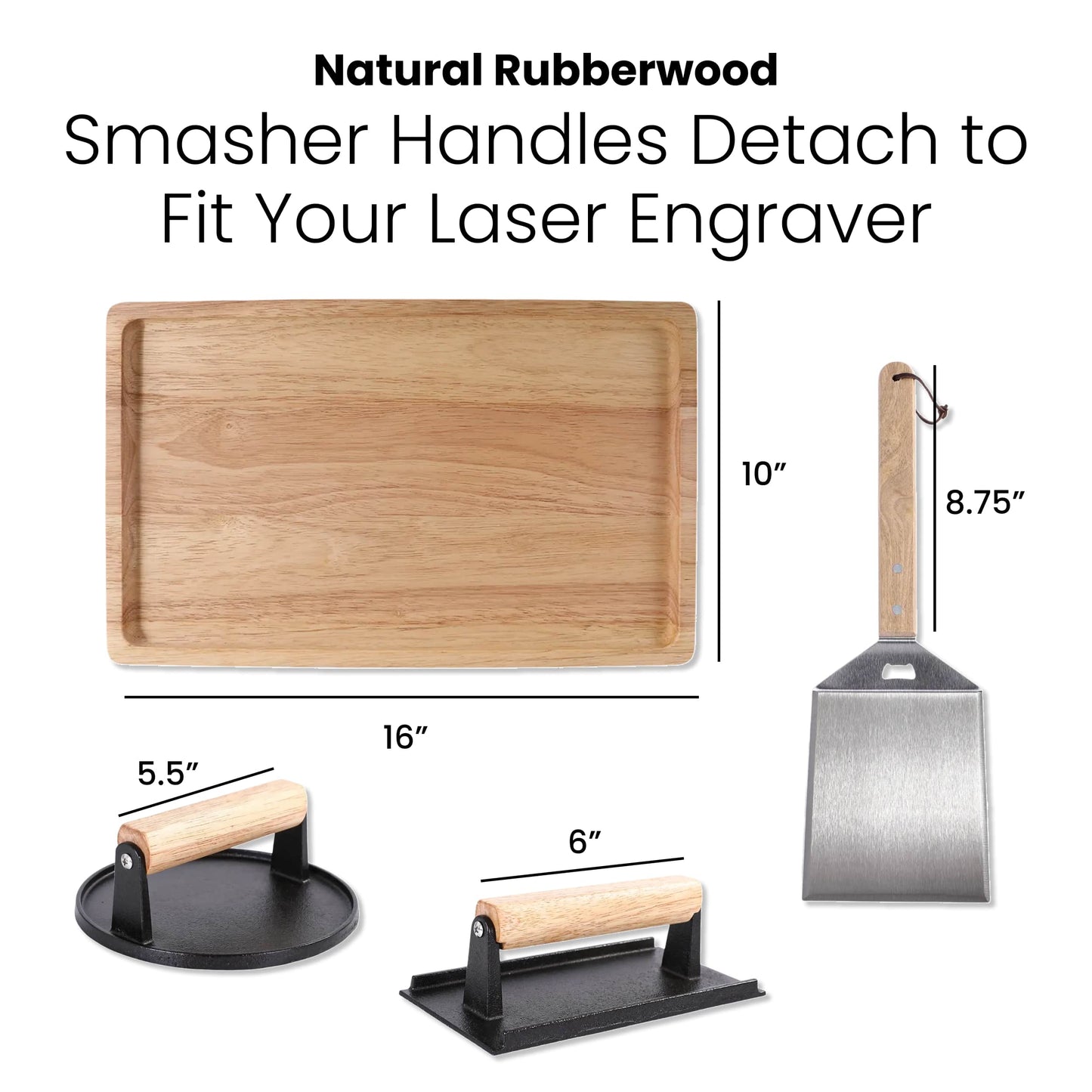 Smash Burger Set — 9-Piece Cast Iron & Rubberwood Kit