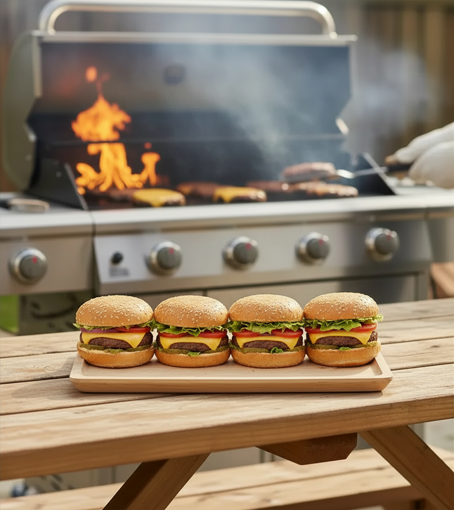 Smash Burger Set — 9-Piece Cast Iron & Rubberwood Kit