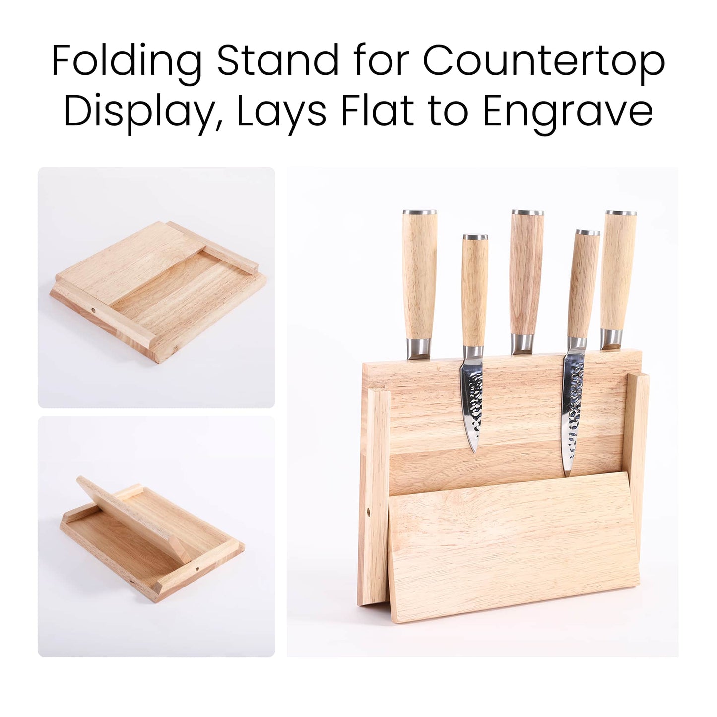 6-Piece Kitchen Knife Set with Magnetic Rubberwood Block Stand