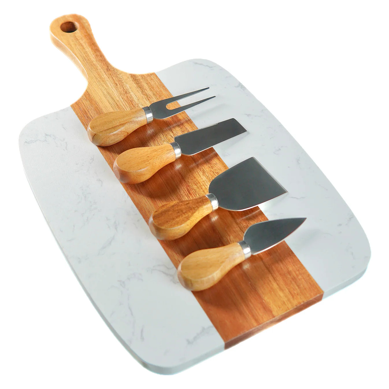 Marble Handle Serving Board with 4 Serving Tools