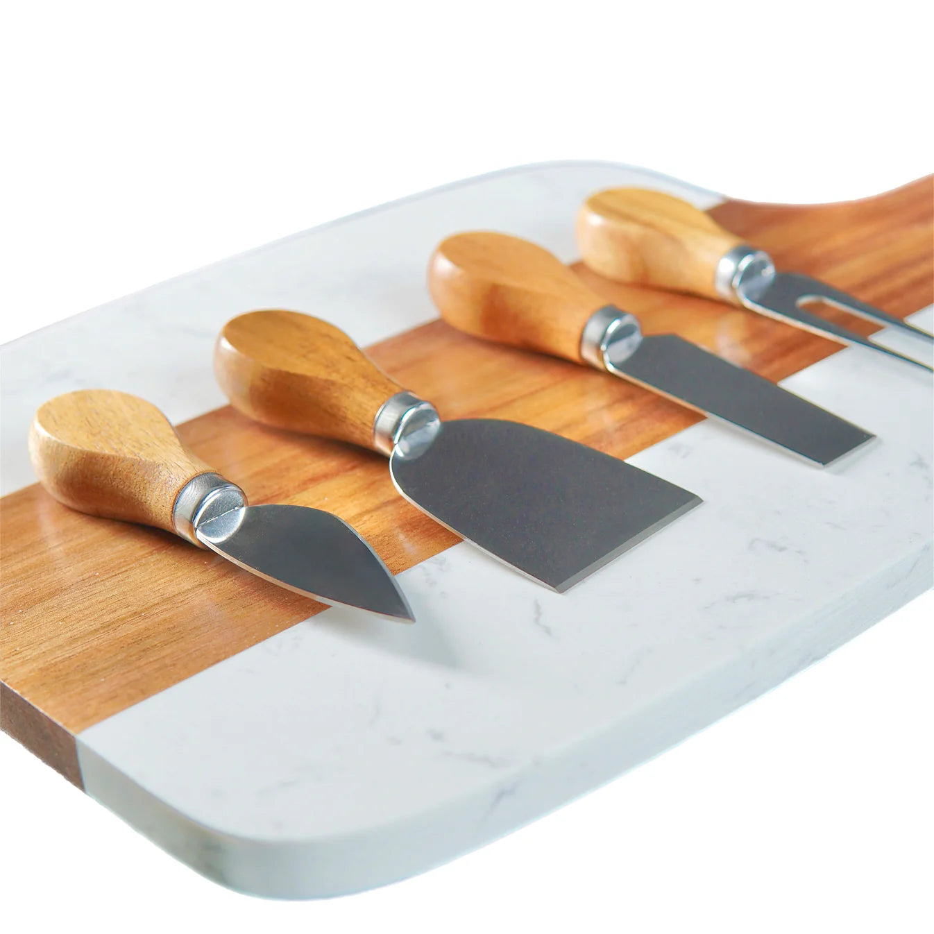 Marble Handle Serving Board with 4 Serving Tools