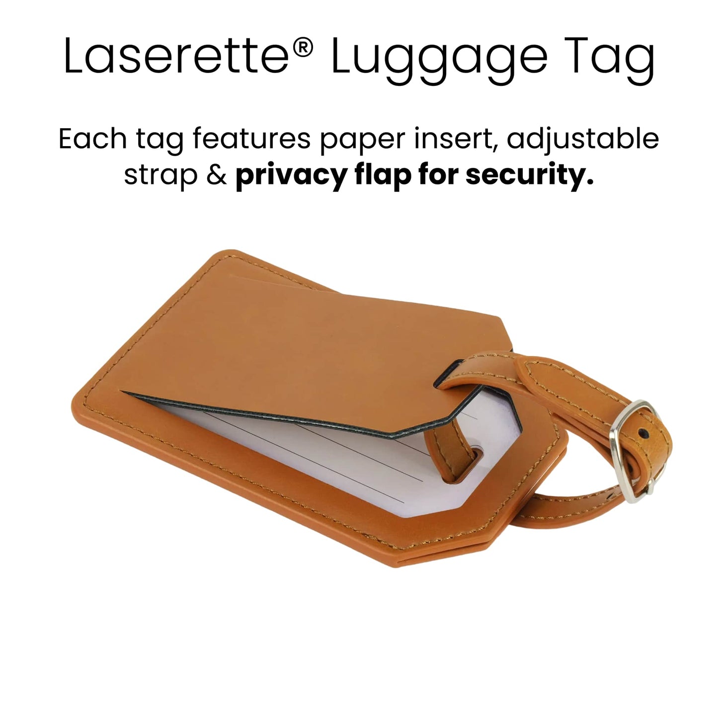 Laserette Leatherette Luggage Tag with Privacy Flap