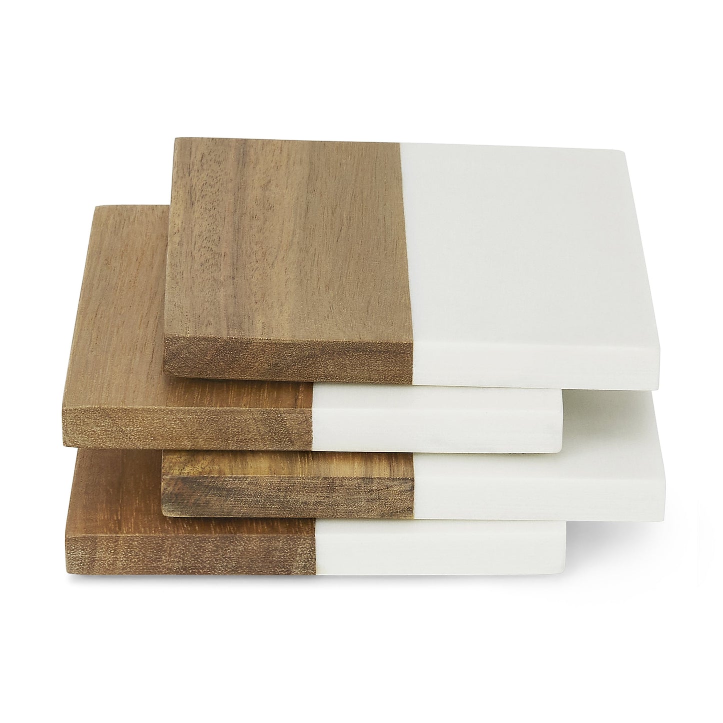 Marble and Wood Coaster Set of 4