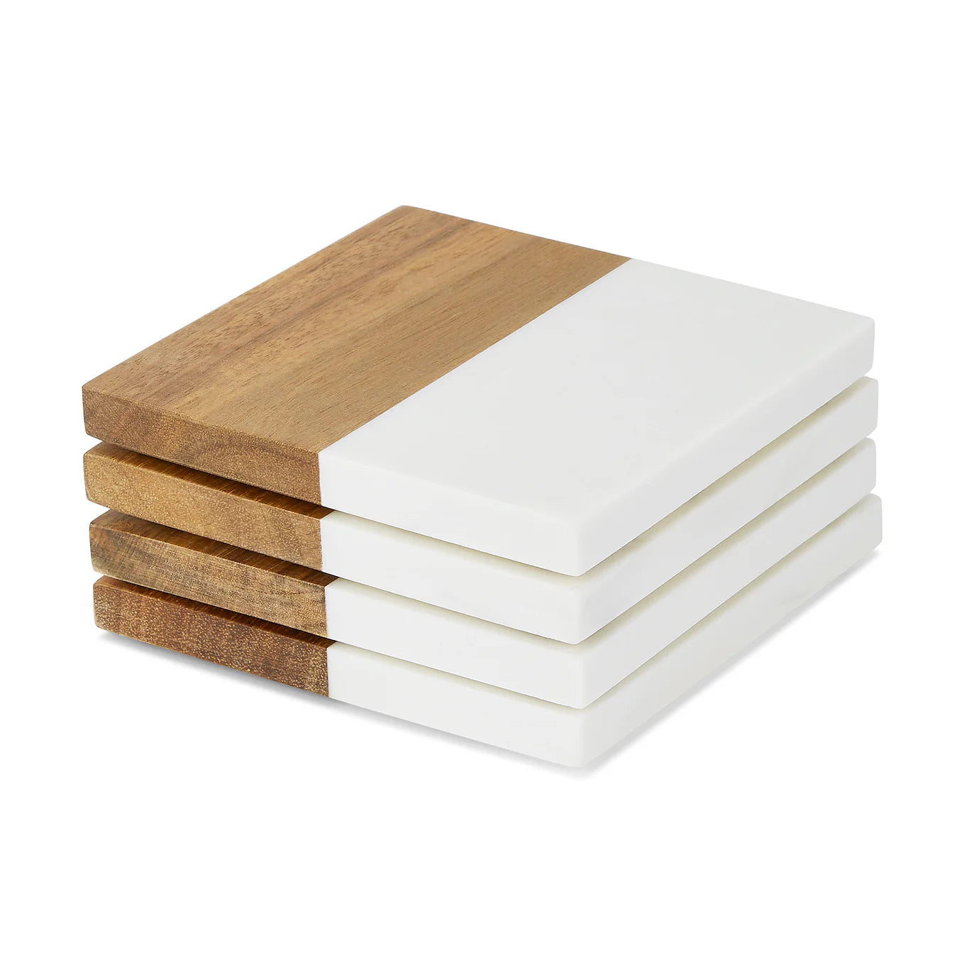 Marble and Wood Coaster Set of 4