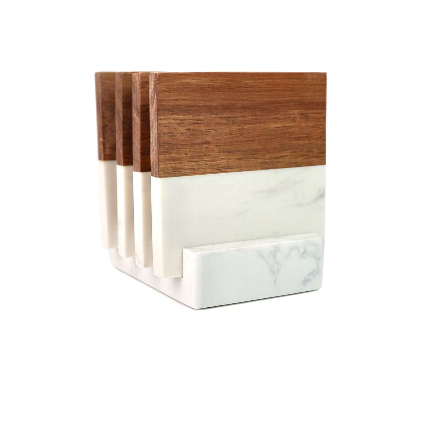 Marble and Wood Coaster Set of 4