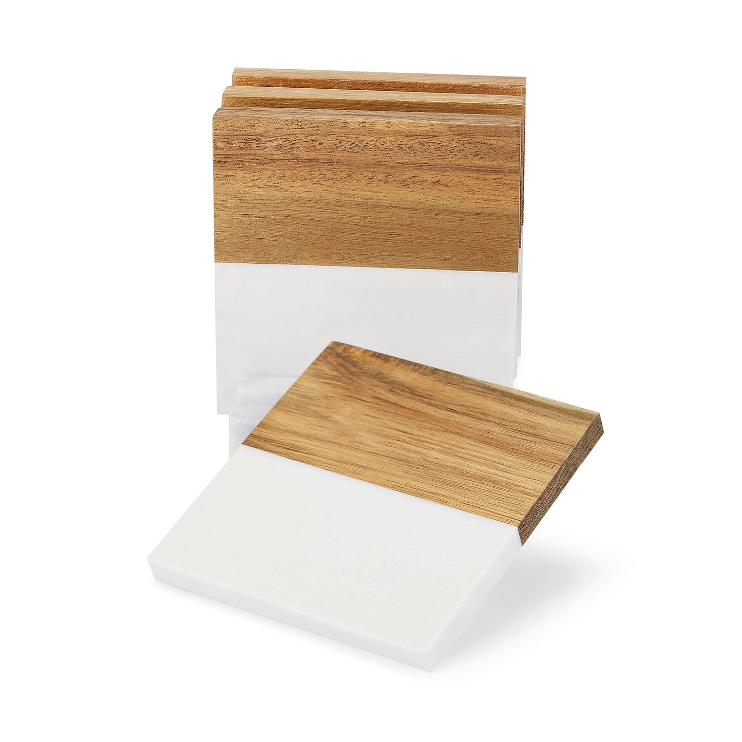Marble and Wood Coaster Set of 4